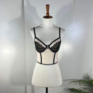 F21 sheer lace black and beige bra